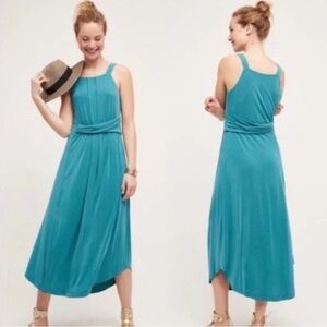 Anthropologie Maeve Teal Azores Halter Sleeveless Midi Dress Size Medium